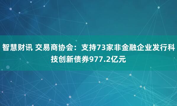 智慧财讯 交易商协会：支持73家非金融企业发行科技创新债券977.2亿元