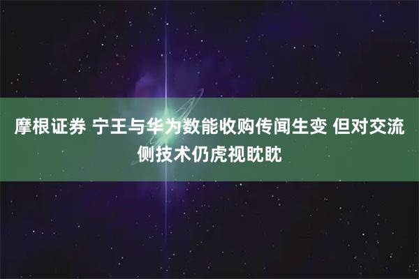 摩根证券 宁王与华为数能收购传闻生变 但对交流侧技术仍虎视眈眈