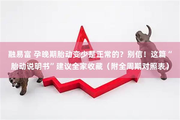 融易富 孕晚期胎动变少是正常的？别信！这篇“胎动说明书”建议全家收藏（附全周期对照表）